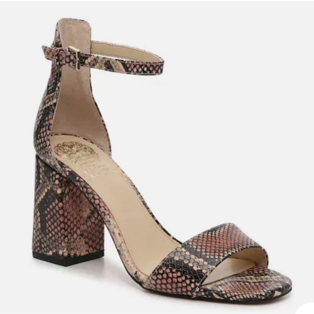 Vince Camuto Windey Sandal Heeled Vintage Rose Snake ,Size 8